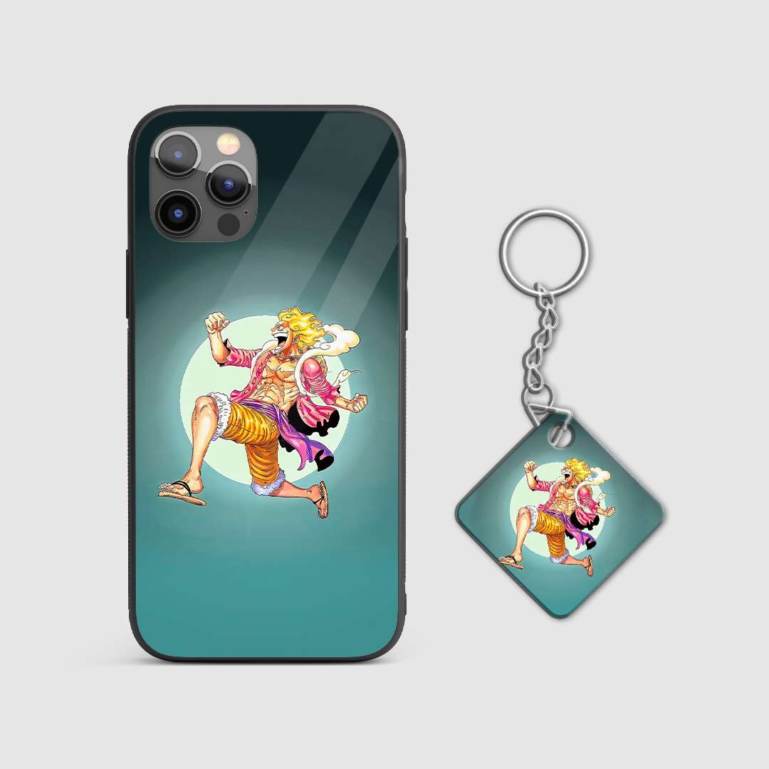 Close-up of the sleek and simple design on the Luffy minimal phone case with Keychain.