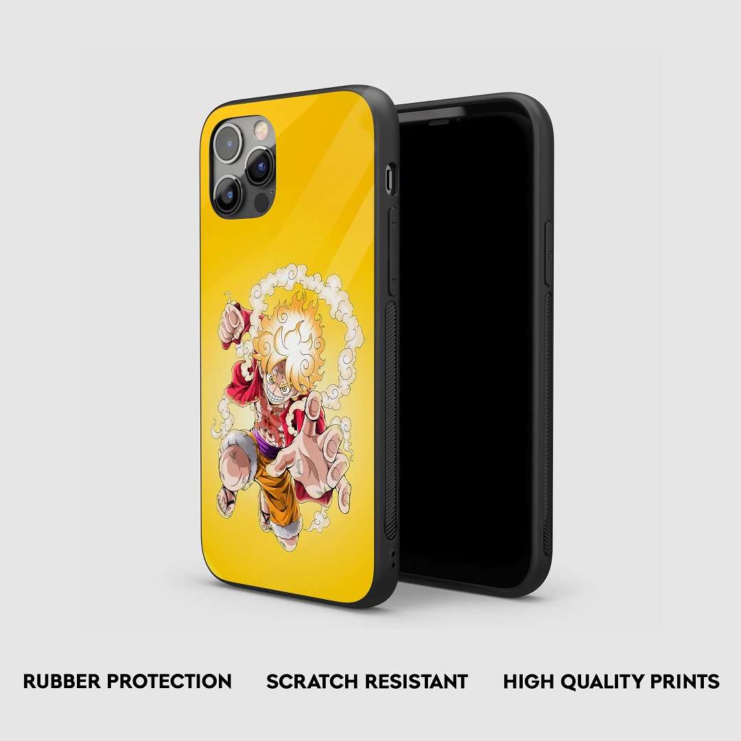 Side view of the Luffy Yellow Armored Phone Case, highlighting its durable protection.