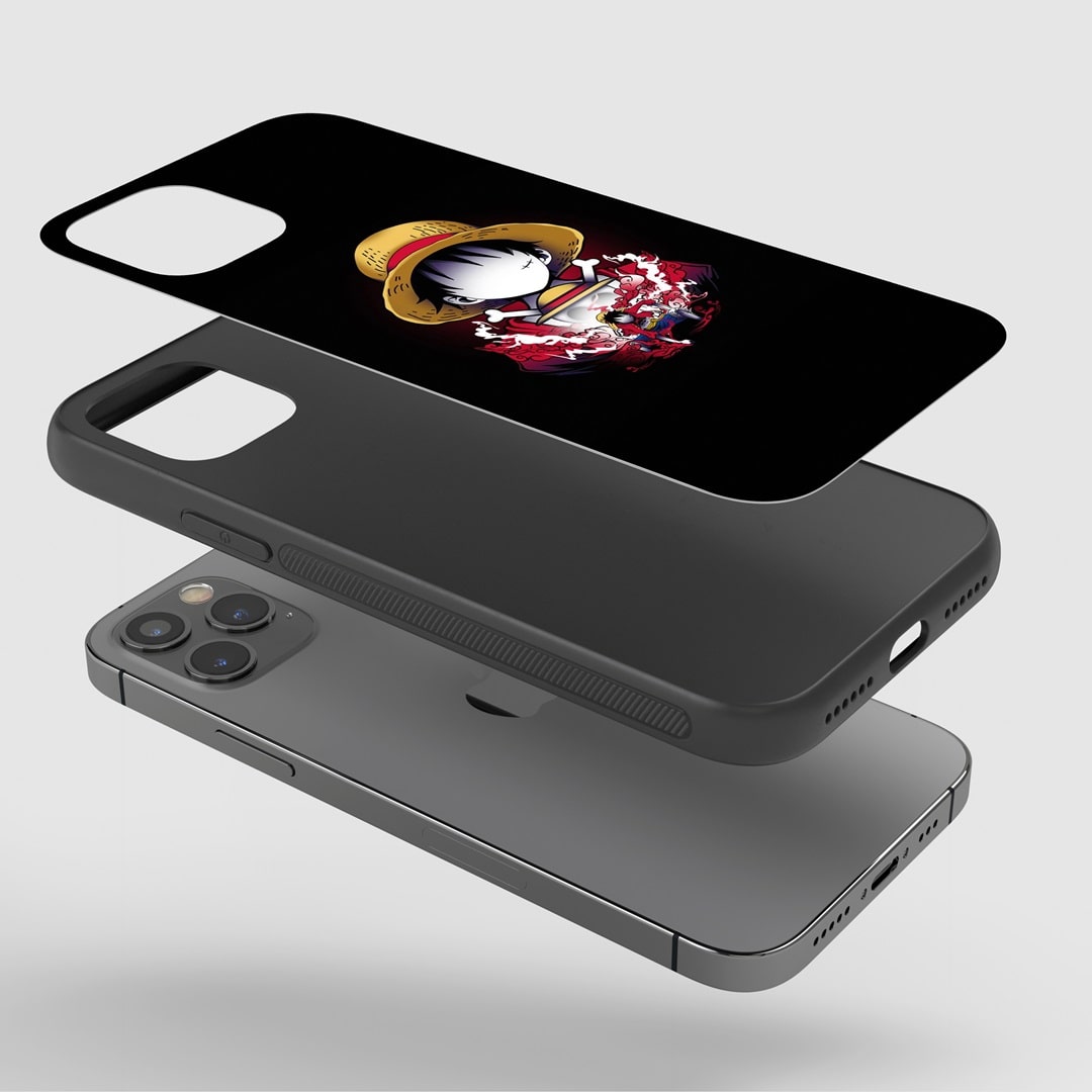 Luffy Art Phone Case fitted on a smartphone, showing full accessibility to all controls and ports.