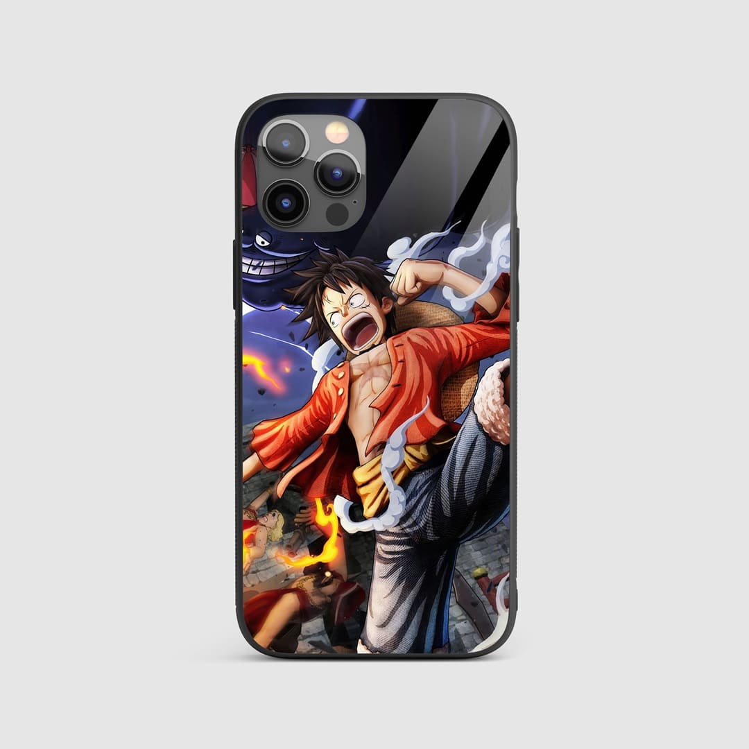Luffy Gomu Silicone Armored Phone Case depicting elements of Luffy's rubber abilities.