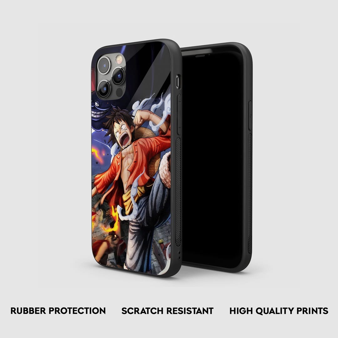 Profile view of the Luffy Gomu Armored Phone Case, emphasizing its protective and flexible silicone.