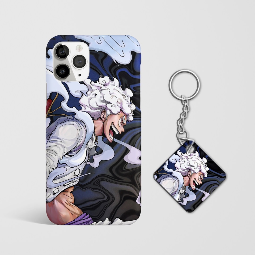 Close-up of Luffy Joyboy Action Phone Cover, highlighting the detailed artwork and matte texture with Keychain.
