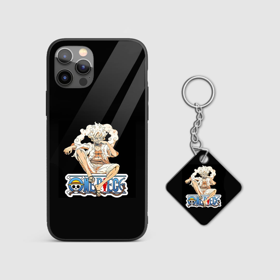 Close-up of the minimalist design on the Luffy Joyboy armored phone case with Keychain.