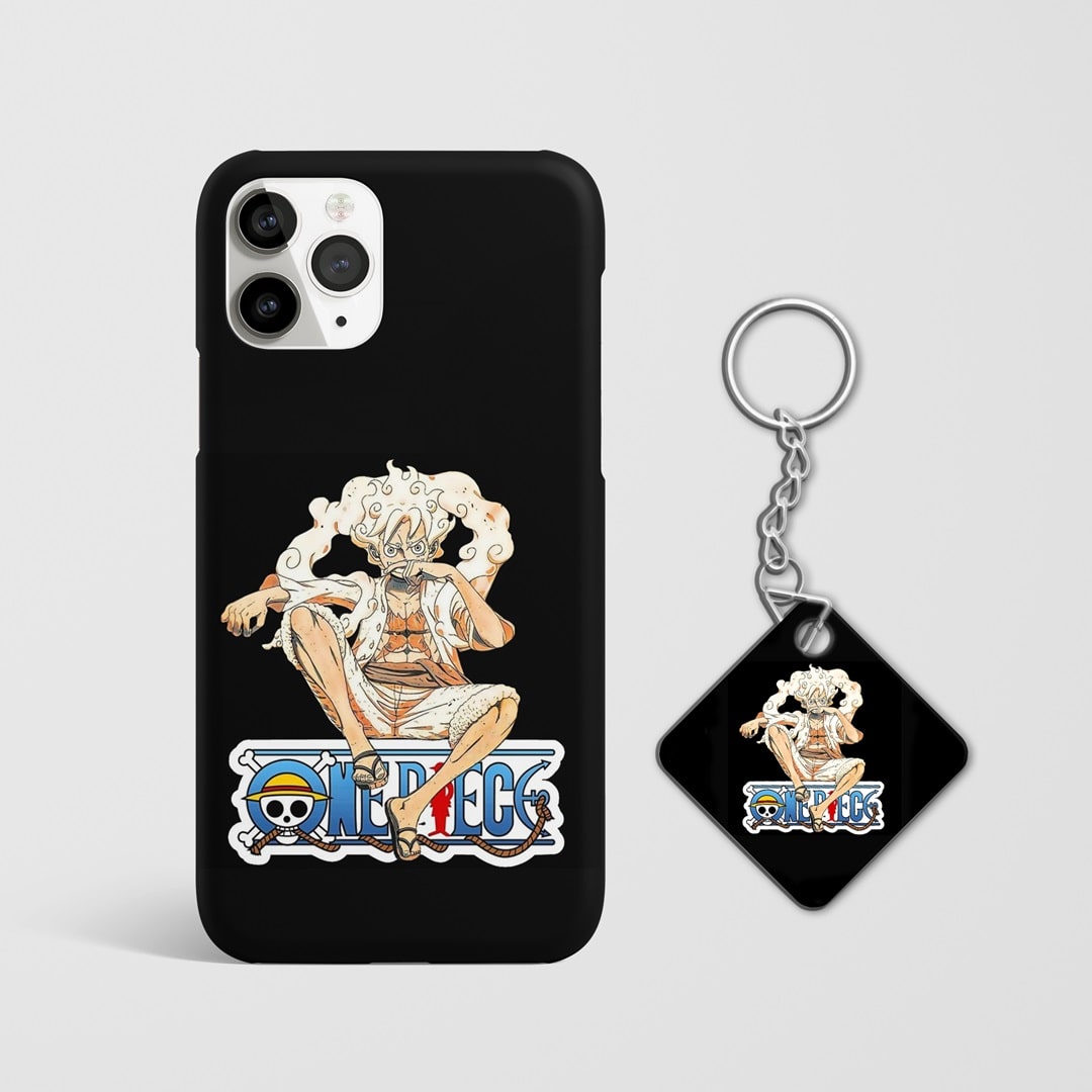 Close-up of Luffy Joyboy Minimal Phone Cover, highlighting the clean design and matte texture with Keychain.