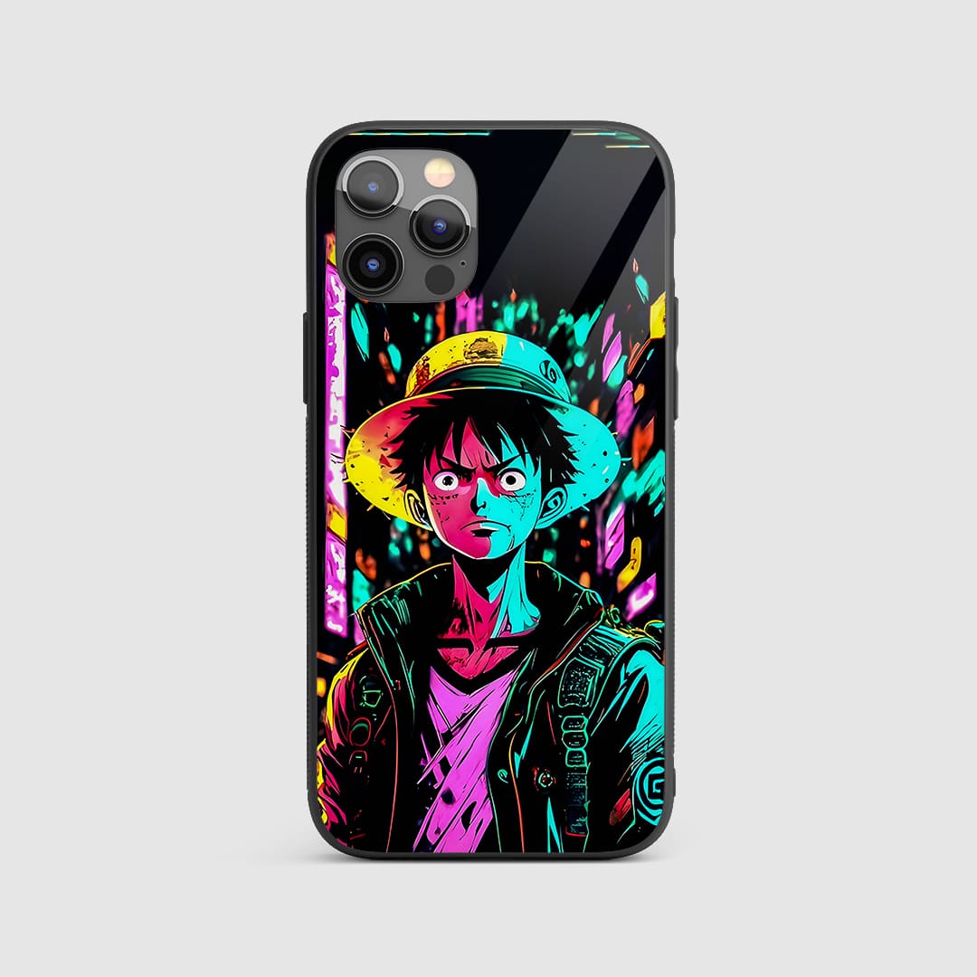 Luffy Portray Silicone Armored Phone Cover front view with bold Luffy portrait.