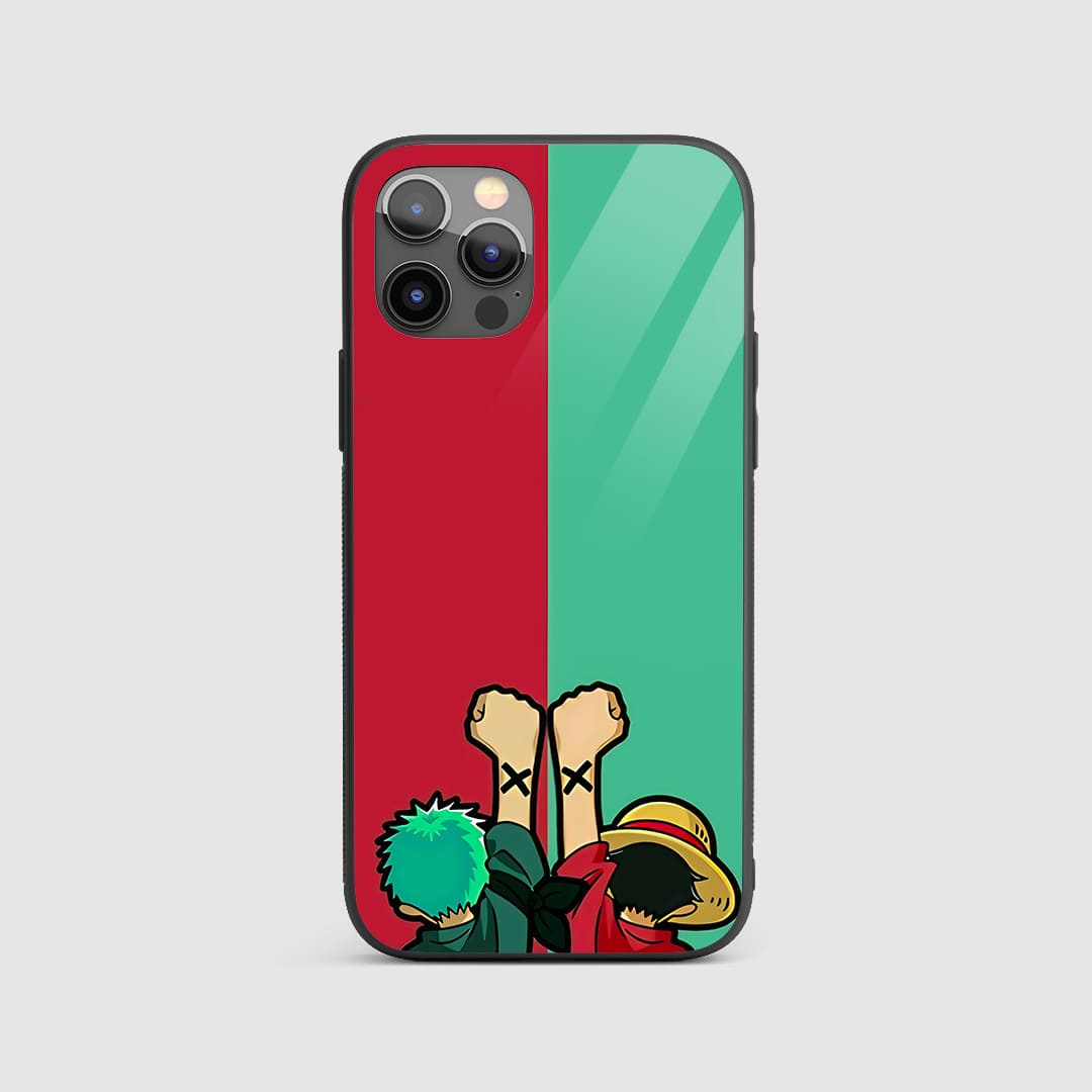 Luffy and Zoro Silicone Armored Phone Cover front view with One Piece duo.