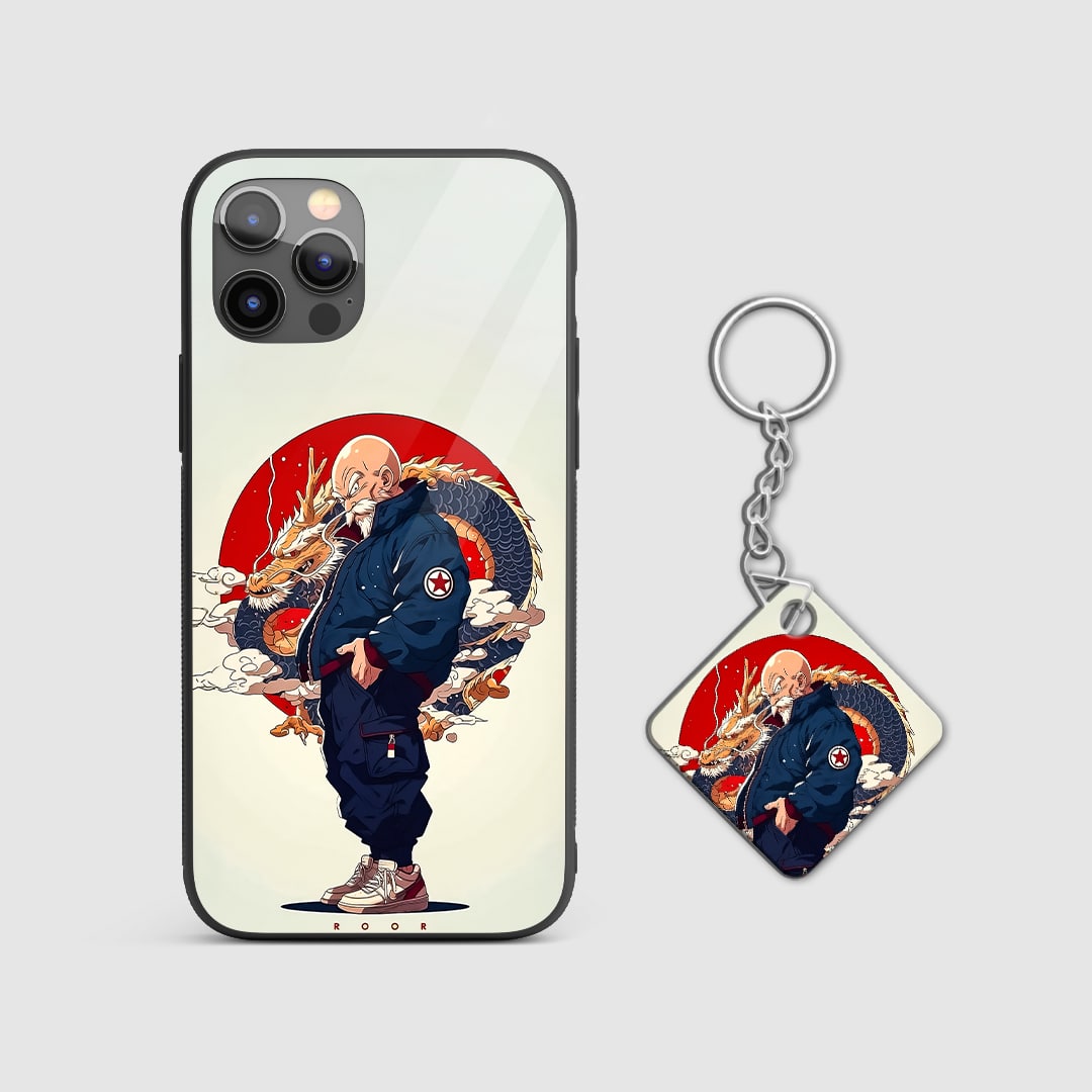Back view of Master Roshi Case featuring legendary anime artwork with Keychain.