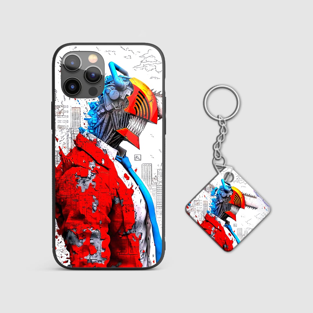 Back design of Chainsaw Man Mechanical Rage armored case with Keychain