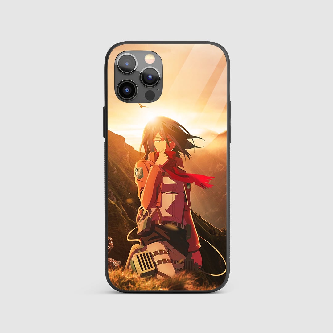 Mikasa Aesthetic Silicone Armored Phone Case featuring beautiful artwork of Mikasa Ackerman.