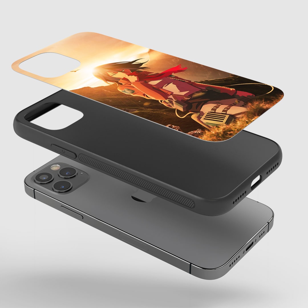 Mikasa Aesthetic Phone Case installed on a smartphone, offering robust protection and a captivating design.