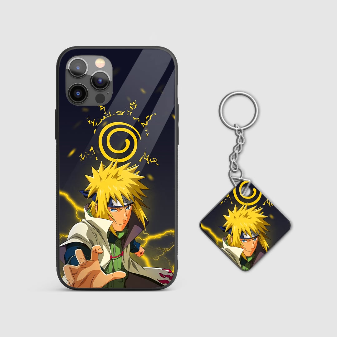 Close-up view of Minato’s teleportation technique on the silicone armored phone case with Keychain.