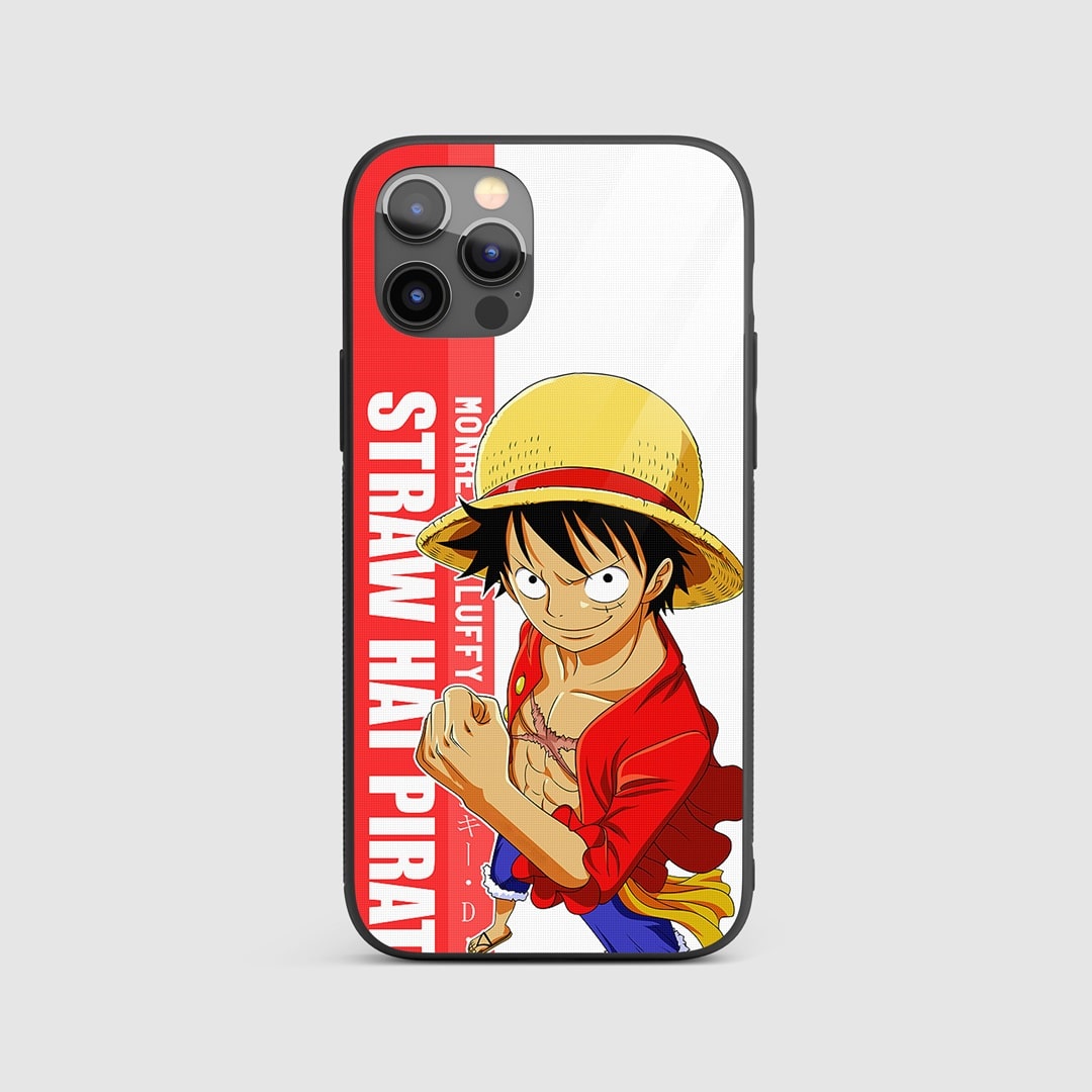 Monkey D Graphic Silicone Armored Phone Case featuring a vibrant, full-color image of Monkey D. Luffy.