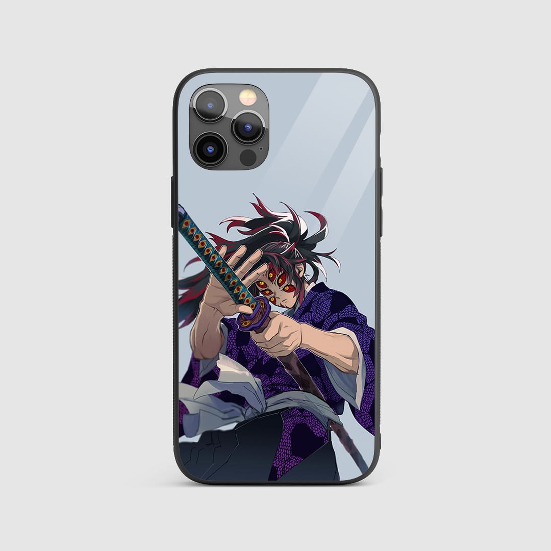 Muzan Action Silicone Armored Phone Case featuring striking artwork of Muzan Kibutsuji.