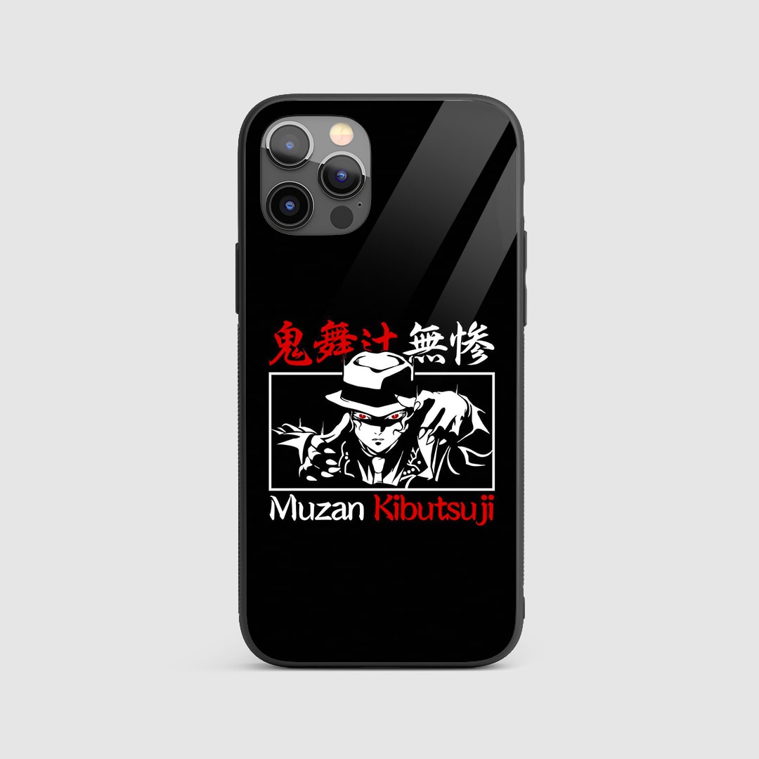 Muzan Minimal Silicone Armored Phone Case featuring minimalist artwork of Muzan Kibutsuji.