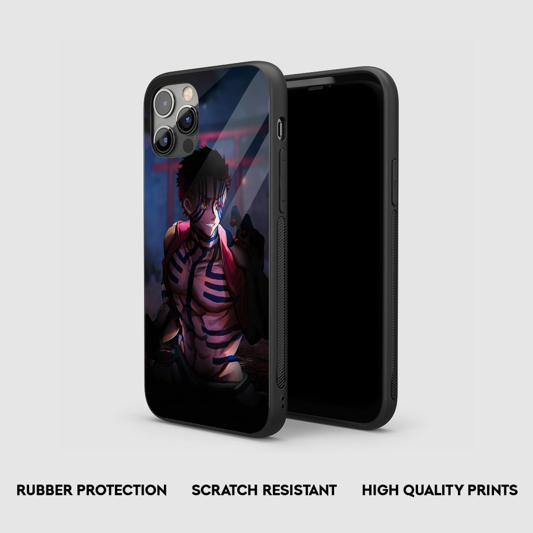Side view of the Muzan Kibutsuji Armored Phone Case, highlighting its thick, protective silicone material.