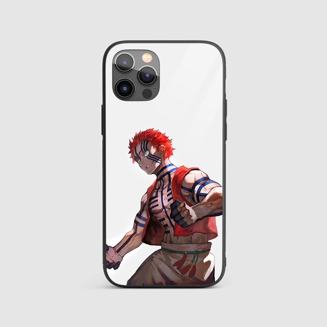 Muzan White Silicone Armored Phone Case featuring striking artwork of Muzan Kibutsuji.