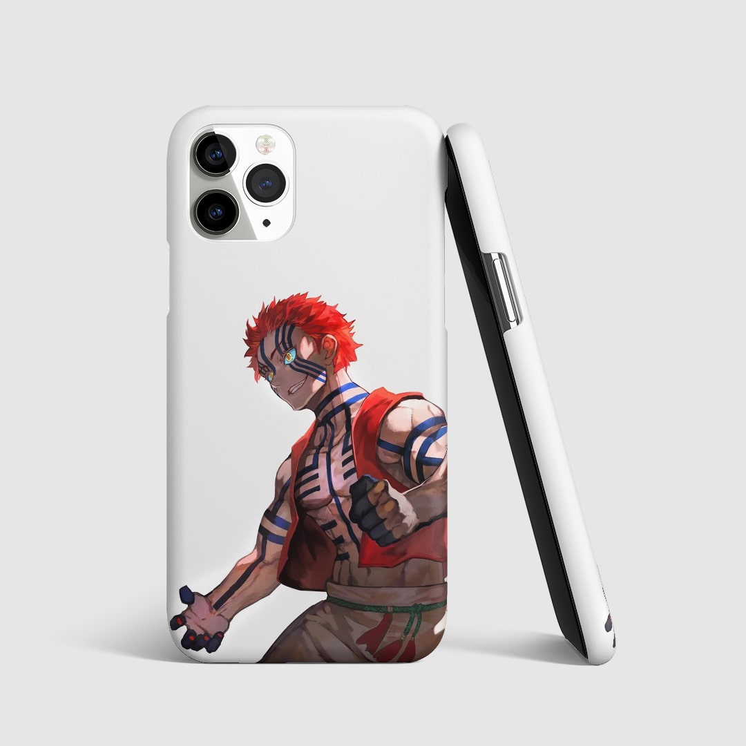 Striking artwork of Muzan Kibutsuji on white phone cover.