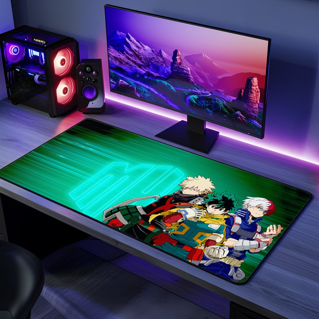 My Hero Academia trio anime desk mat top view