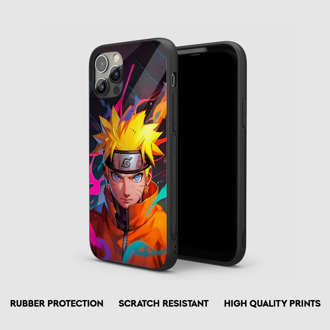 Side view of Naruto Artwork Silicone Armored Phone Cover with snug fit and cutouts.