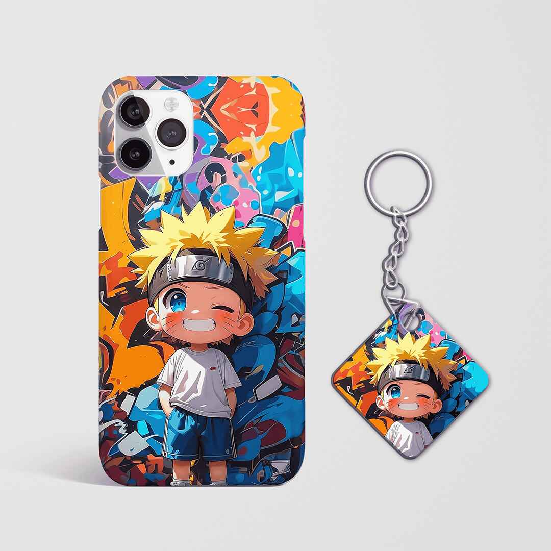 Back view of Naruto Fan Art Phone Cover featuring bold fan-made art with Keychain.