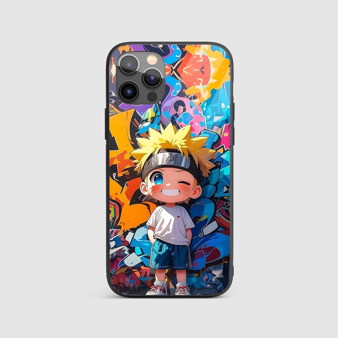 Naruto Fan Art Silicone Armored Phone Cover front view with bold fan. design