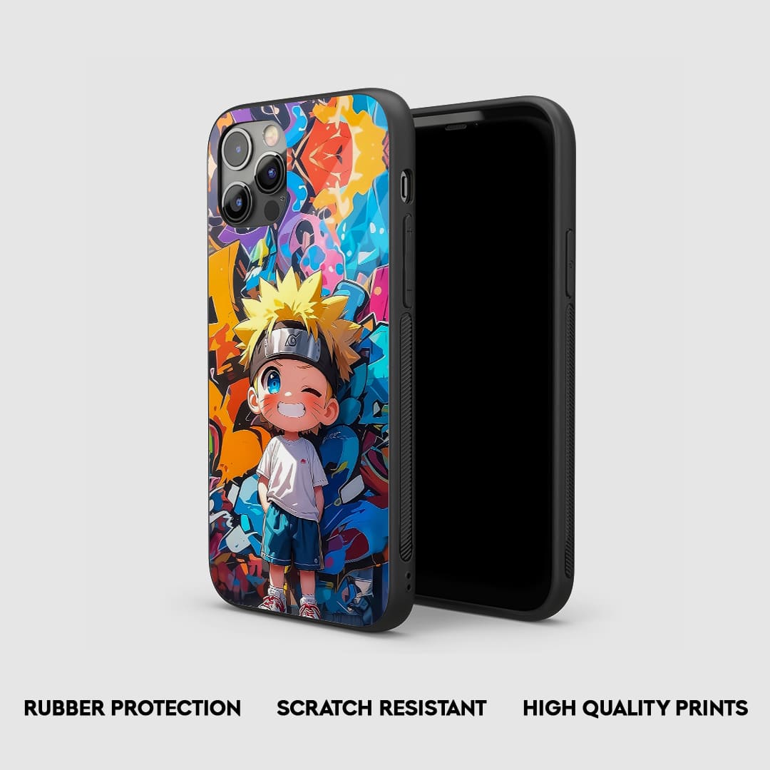 Side view of Naruto Fan Art Silicone Armored Phone Cover showing snug fit.