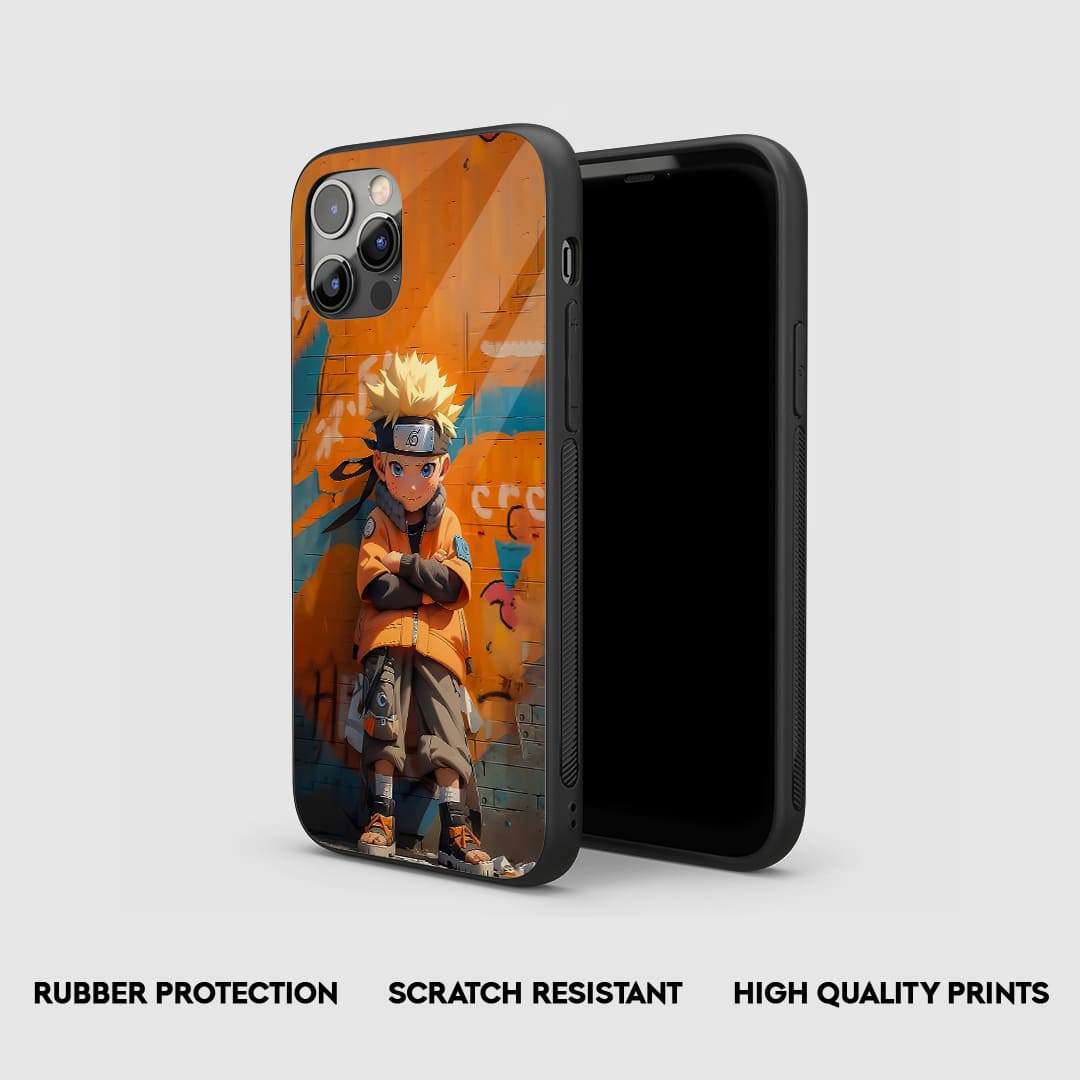 Side view of Naruto Graffiti Silicone Armored Phone Cover with precise cutouts.