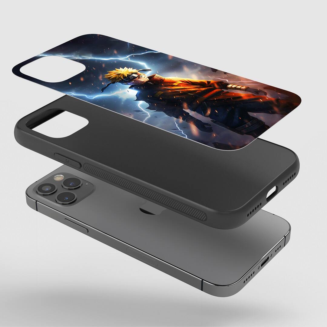 Naruto Graphic Phone Case fitted on a smartphone, displaying full access to all buttons and ports.