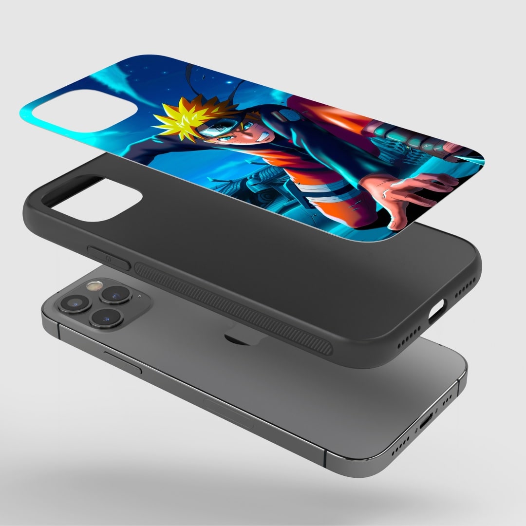 Naruto Ninjutsu Phone Case on a smartphone, showing clear access to ports and buttons.