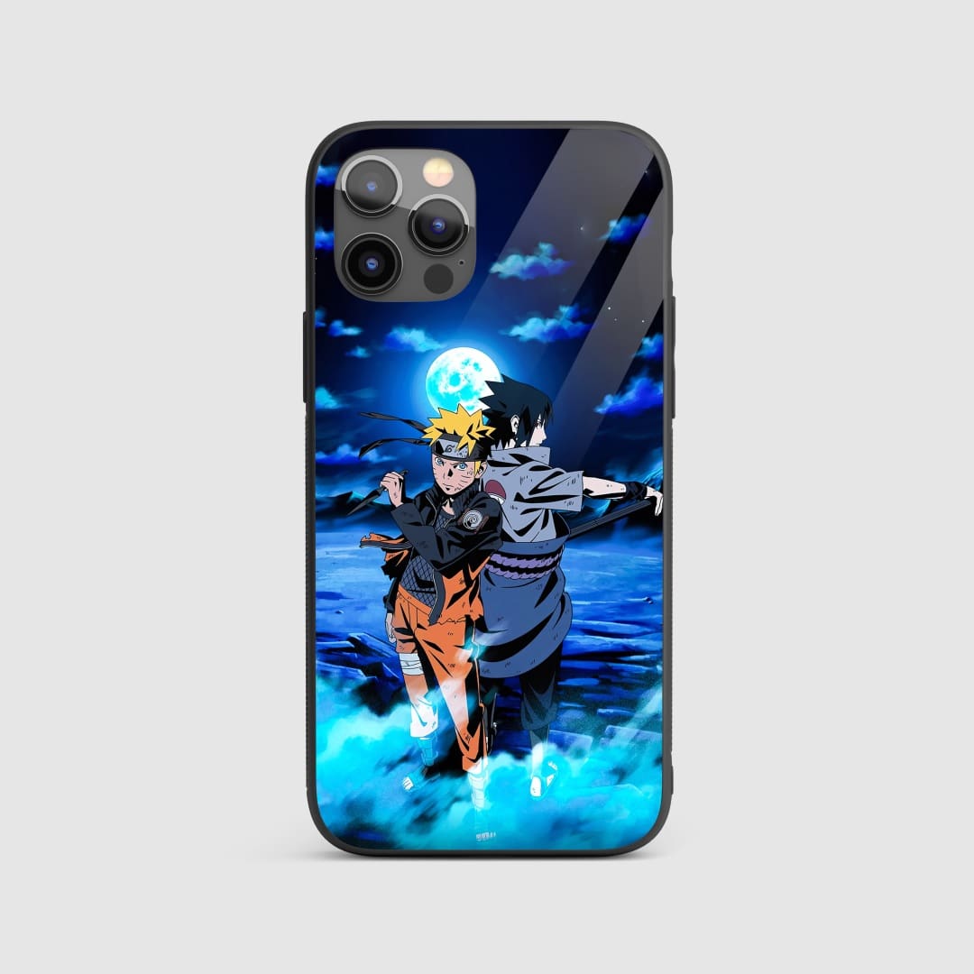 Naruto Sasuke Silicone Armored Phone Case featuring a dynamic design of Sasuke Uchiha.