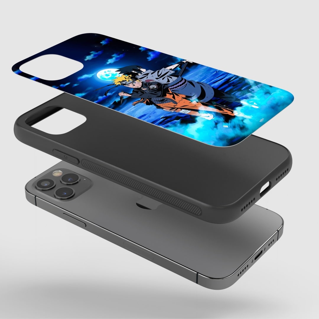 Naruto Sasuke Phone Case installed on a smartphone, displaying functional ease of access.
