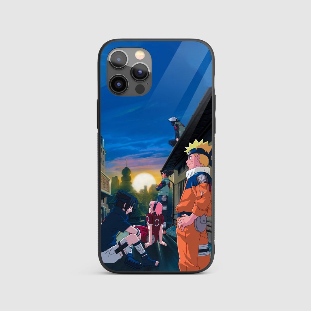 Naruto Team 7 Silicone Armored Phone Case featuring Naruto, Sasuke, and Sakura in action.