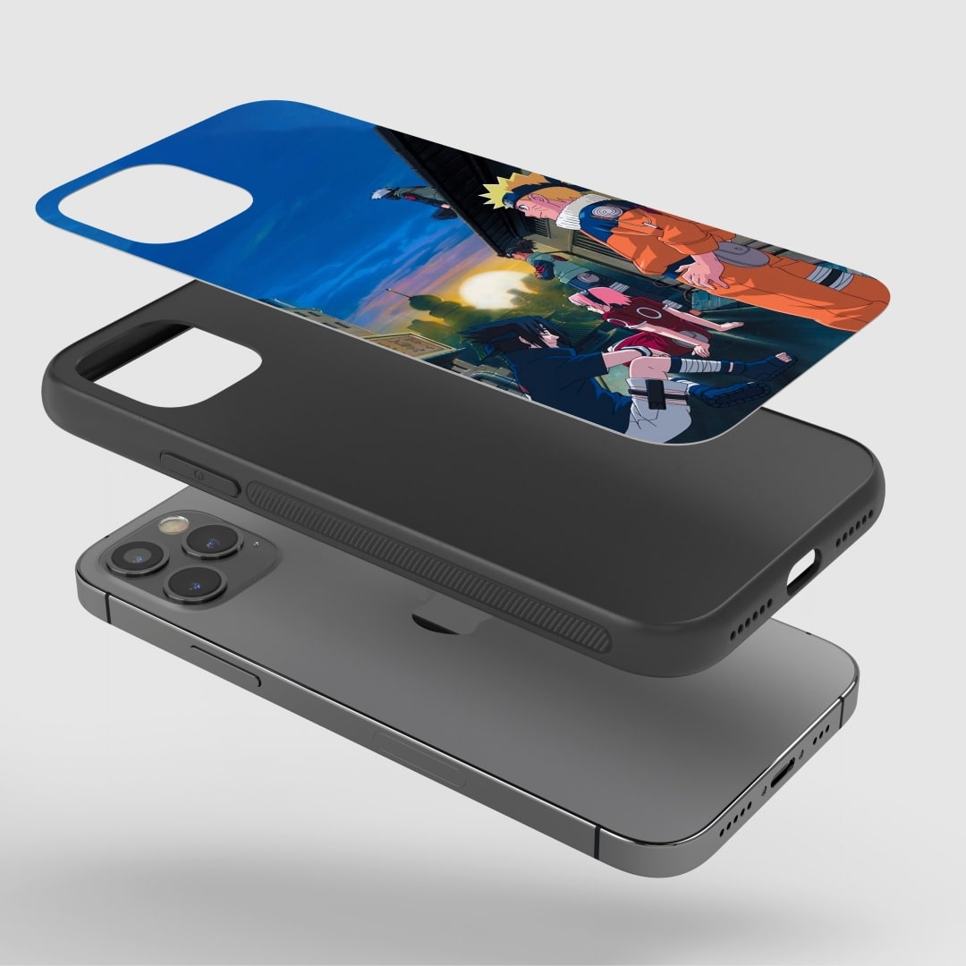 Naruto Team 7 Phone Case on a smartphone, displaying clear access to ports and buttons.