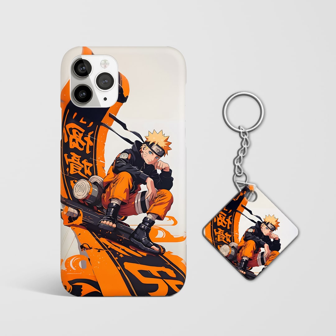 Back view of Naruto Cool Phone Cover featuring stylish Naruto artwork with Keychain.