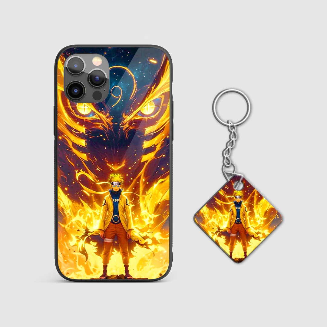 Back design of Naruto Kurama armored phone case with Keychain