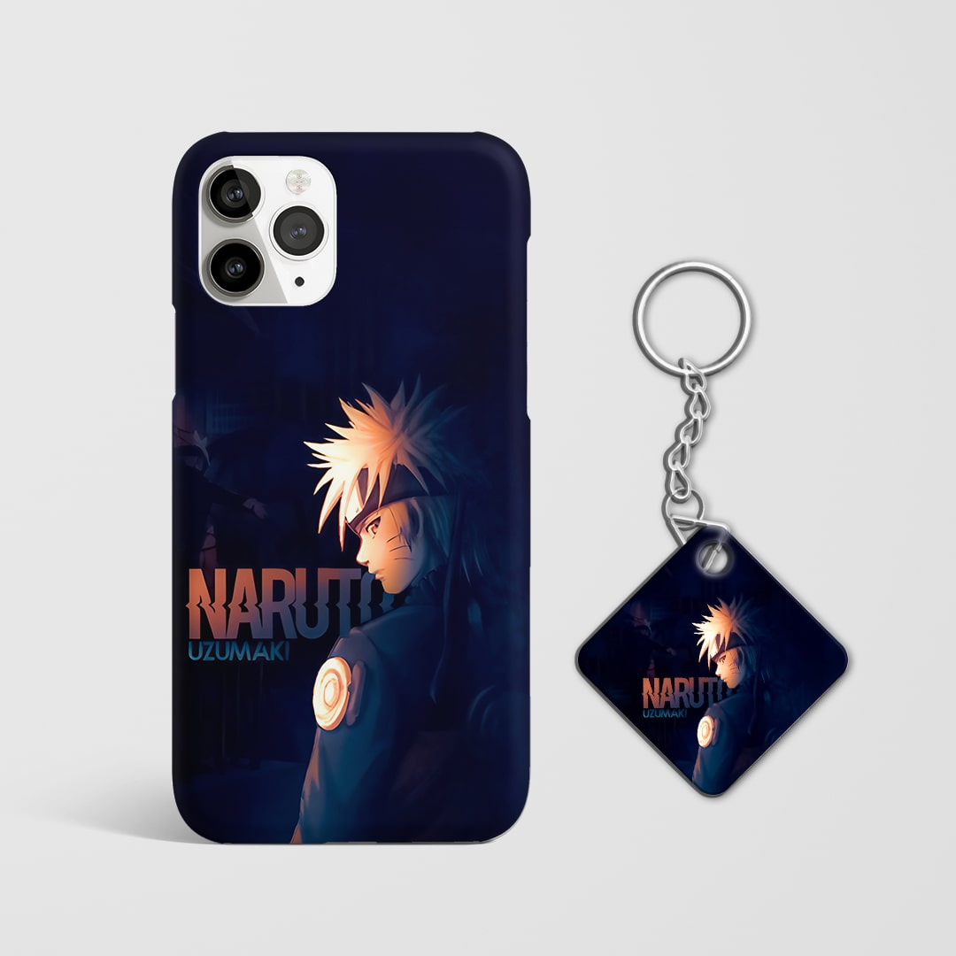 Back view of Naruto Minimal Phone Cover showing clean anime artwork with Keychain.