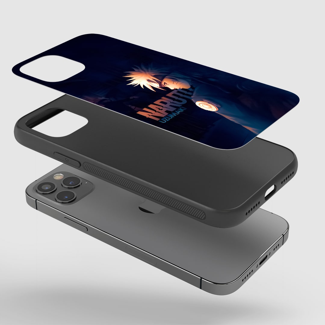 Angled view of Naruto Minimal Phone Case showing minimalist anime style.