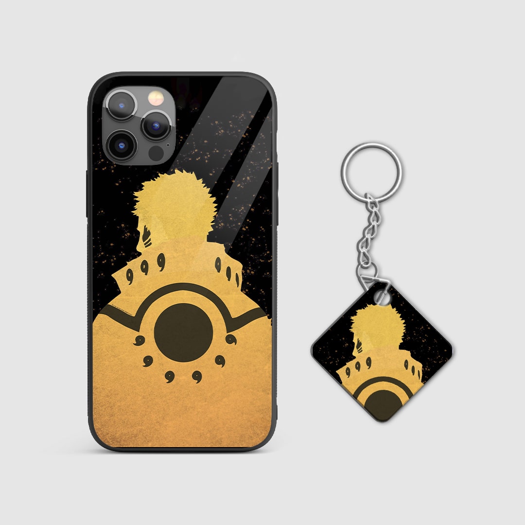 Back design of Naruto Nine Tail Mode armored phone case with Keychain