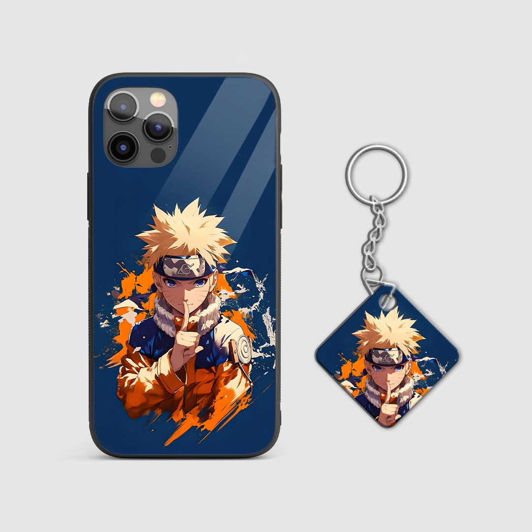 Back view of Naruto Ninja Warrior Case featuring bold ninja artwork with Keychain.