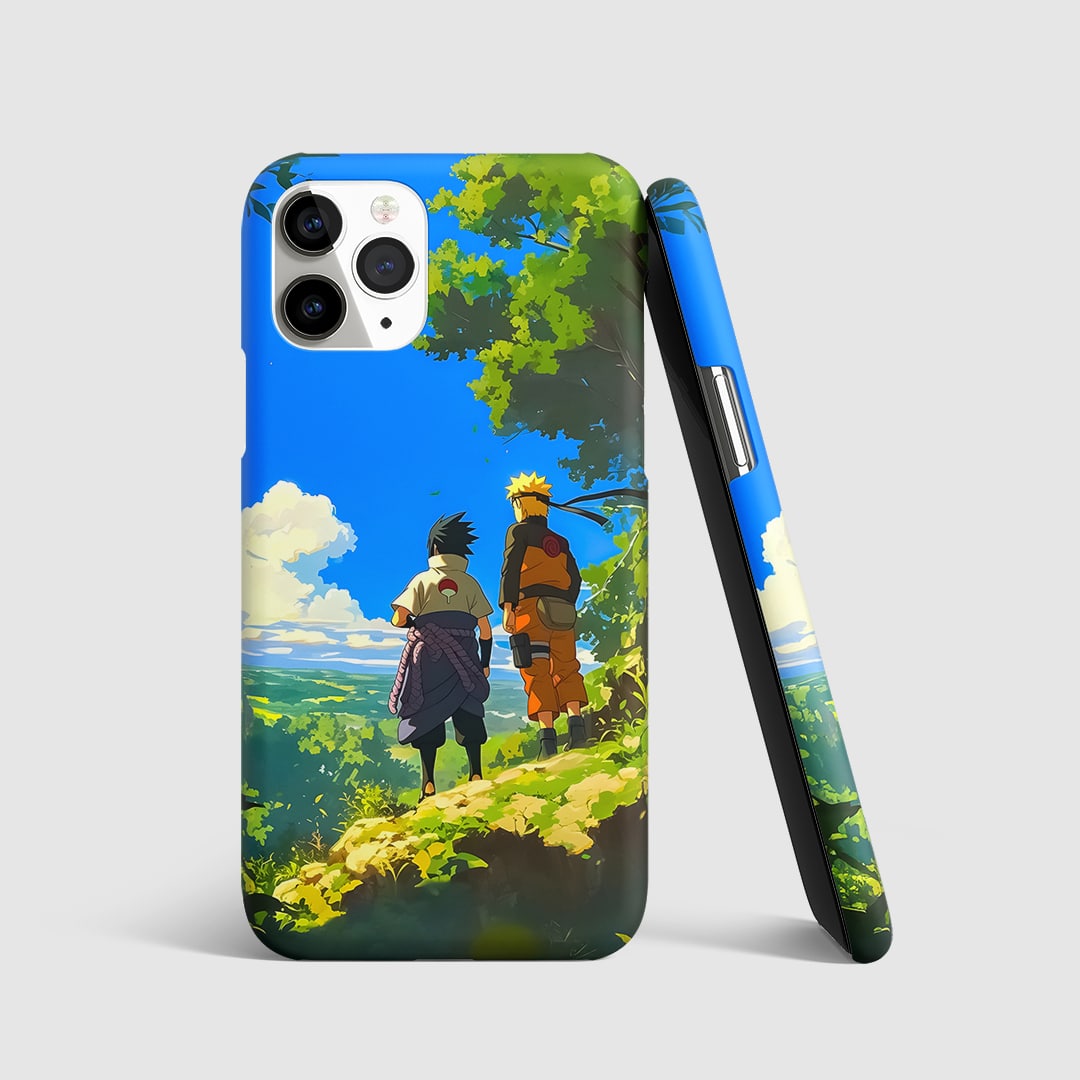 Naruto Sasuke Aesthetic Phone Cover front view with minimal duo design.
