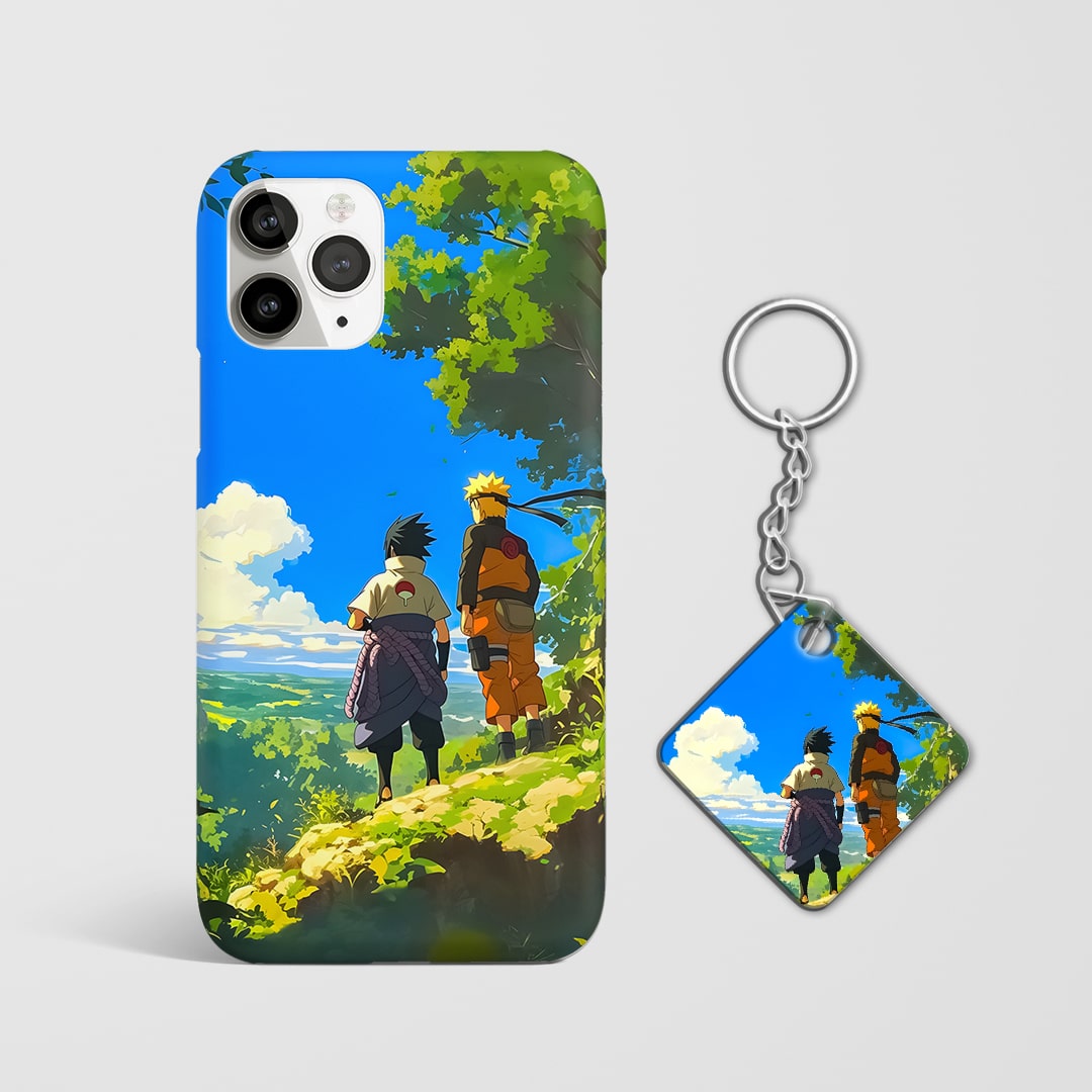 Back view of Naruto Sasuke Aesthetic Cover showing clean anime artwork with Keychain.