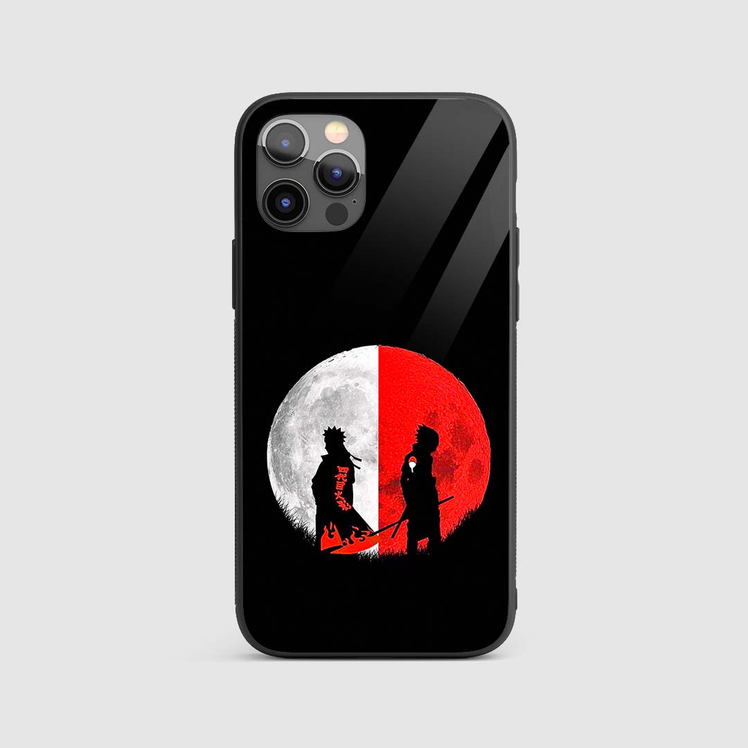 Naruto Sasuke Moon Silicone Armored Phone Case front view with epic design