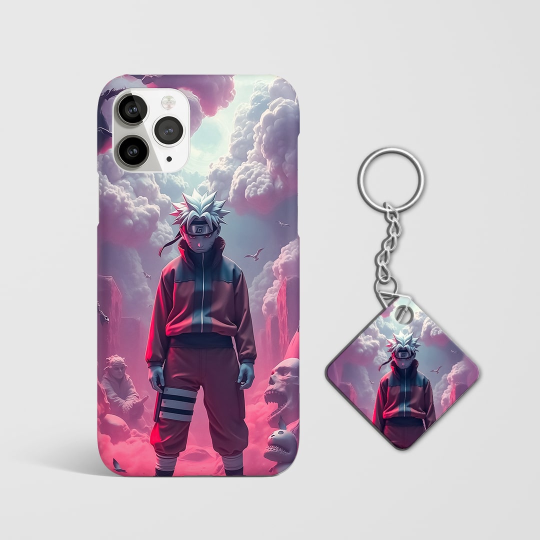 Back view of Naruto Scene Phone Cover featuring nostalgic design with Keychain.