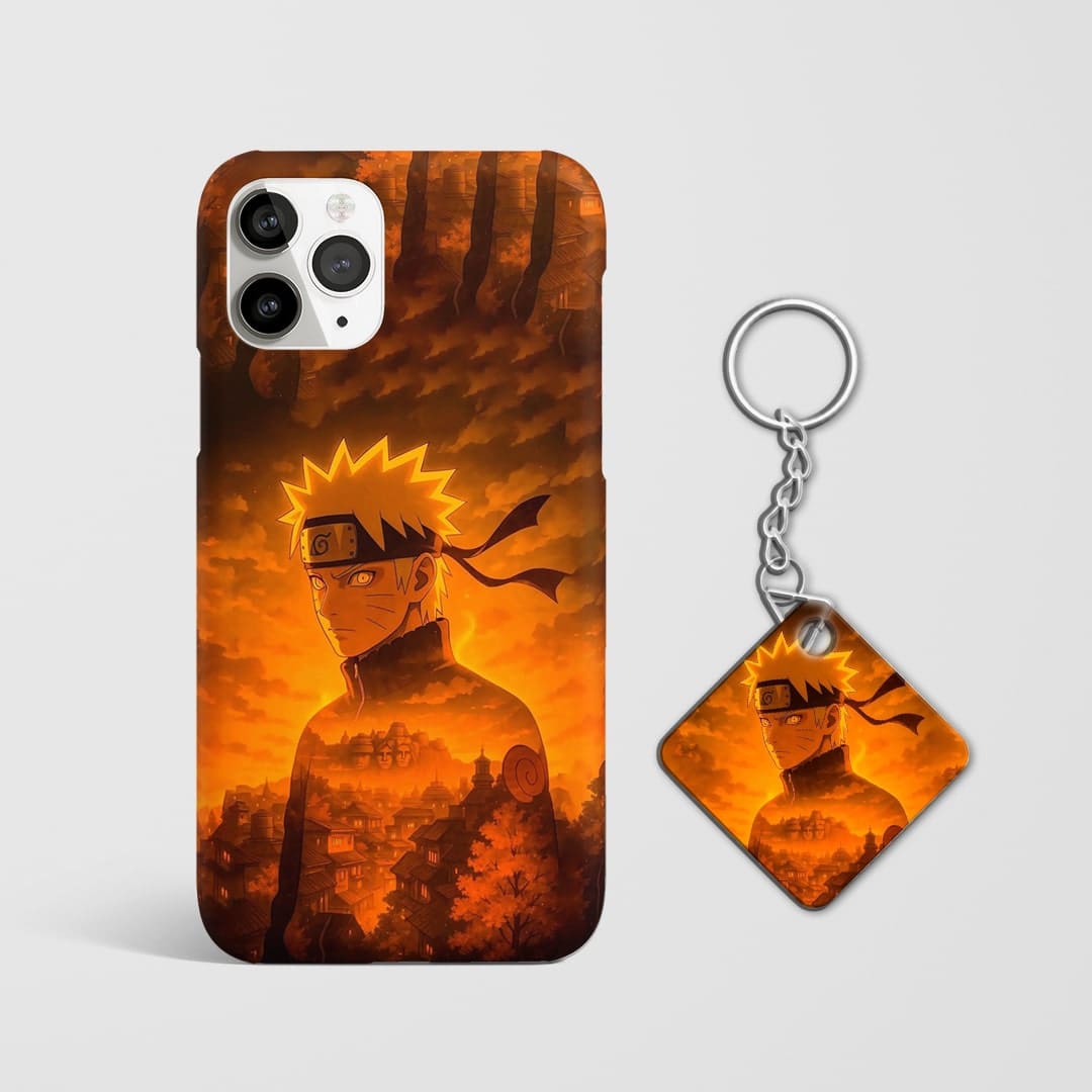 Naruto Hokage silhouette anime phone case with Keychain