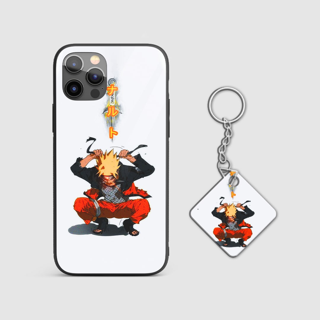 Back design of Naruto Shippuden armored phone case with Keychain