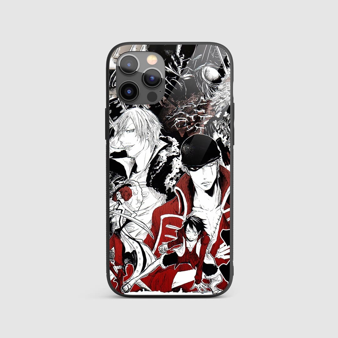 One Piece Art Silicone Armored Phone Case featuring a vibrant collage of iconic anime scenes.