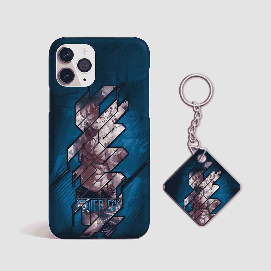 Back view of Luffy Textured Phone Cover highlighting textured surface with Keychain.