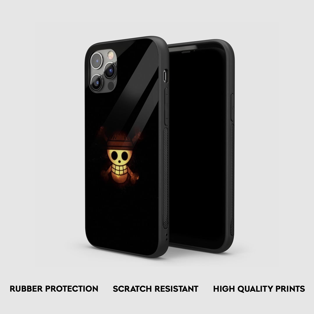 Side view of One Piece Skull Armored Phone Case, showcasing its thick, protective silicone.