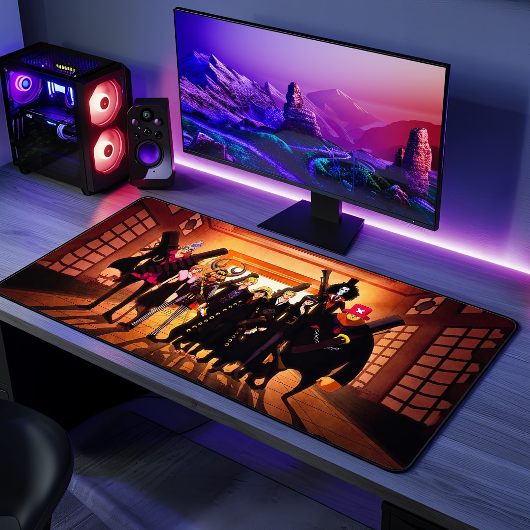 One Piece Straw Hats Desk Mat with vibrant crew artwork