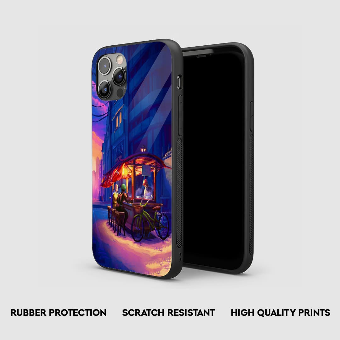 Side view of the One Punch Man Street Armored Phone Case, highlighting its thick, protective silicone material.